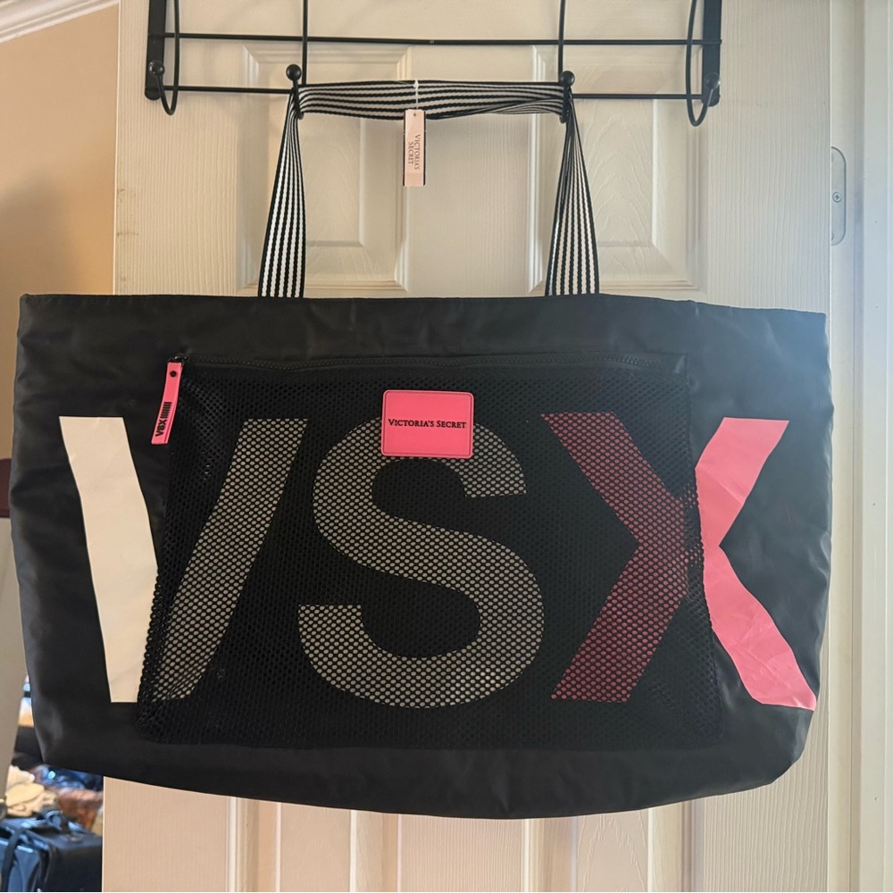 Victoria's Secret Black and Pink Tote Bag